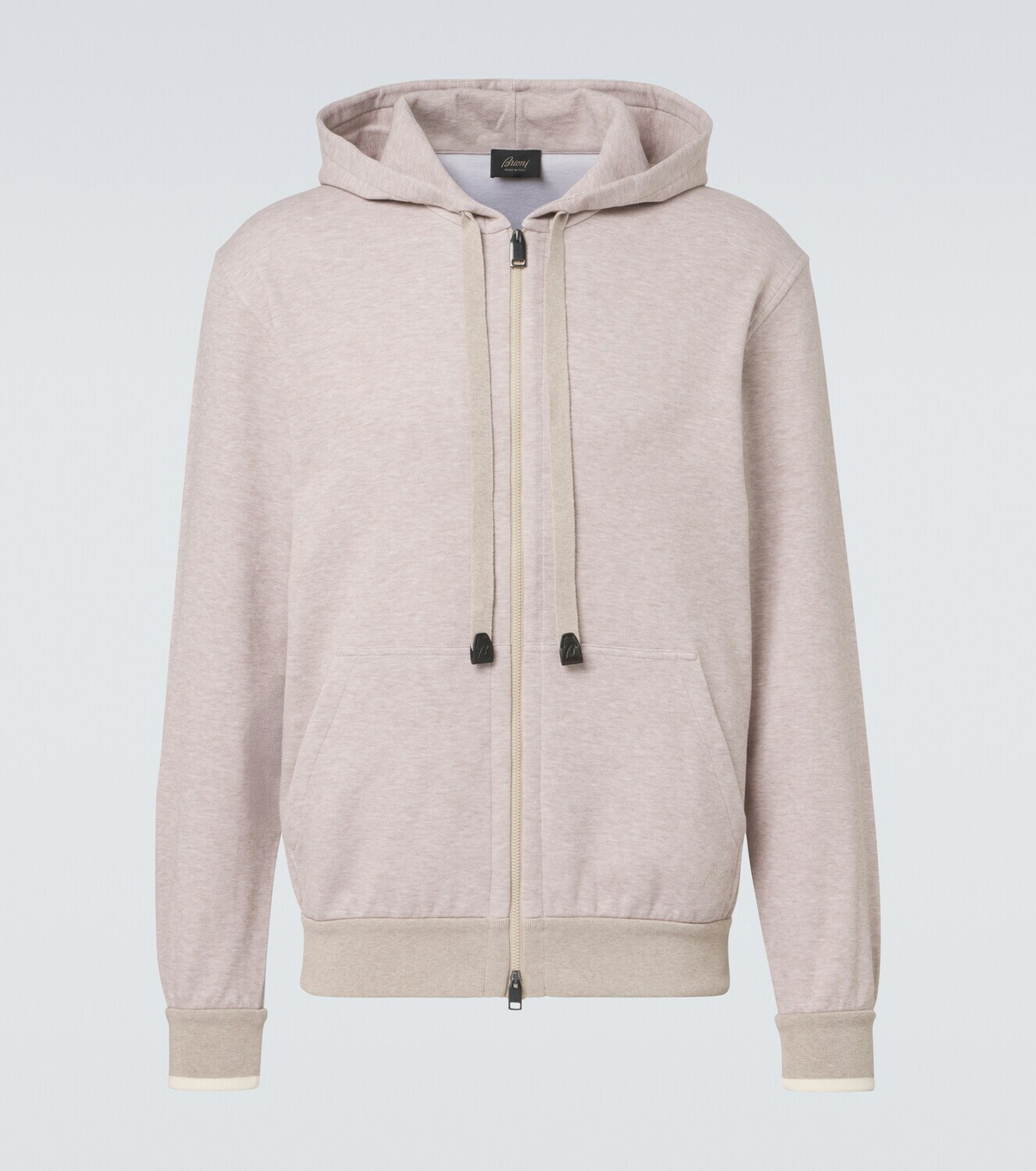 Brioni Cotton-blend zip-up hoodie