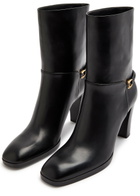 Saint Laurent Chemena 80 Leather Ankle Boots Black