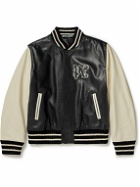 Palm Angels - Appliquéd Leather Varsity Jacket - Black