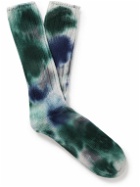 ANONYMOUS ISM - Scatter Dye Tie-Dyed Ribbed Cotton-Blend Socks - Gray