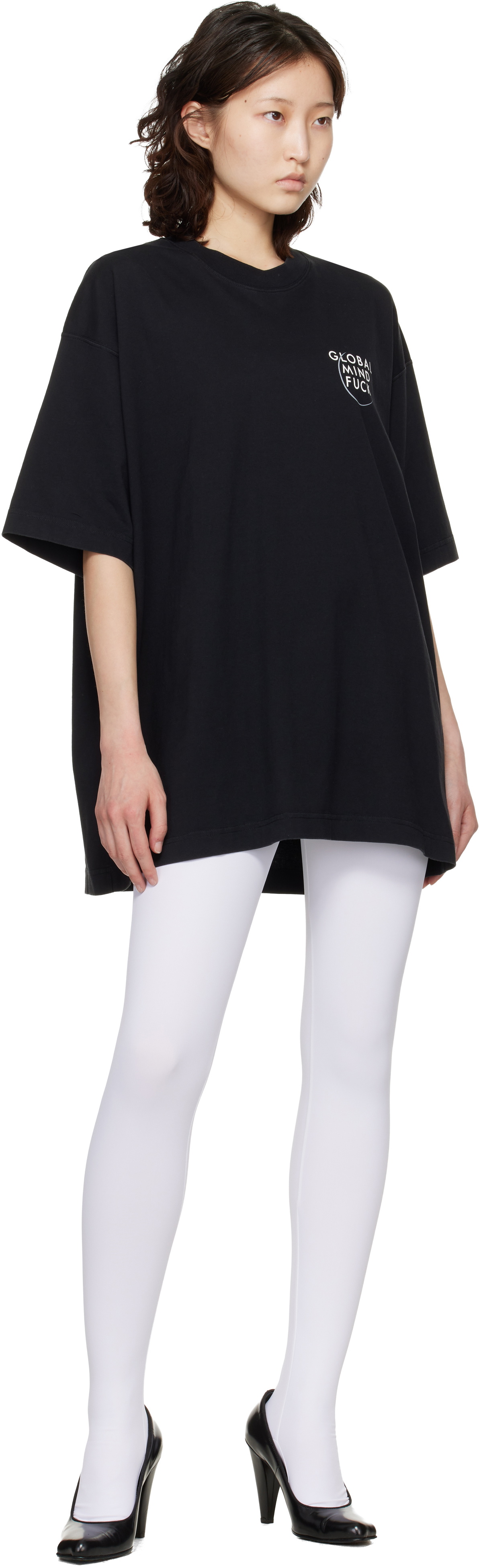 VETEMENTS Black 'Global MF' T-shirt