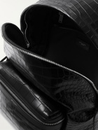 SAINT LAURENT - City Croc-Effect Glossed-Leather Backpack