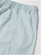 Frescobol Carioca - Sergio Straight-Leg Cotton-Blend Seersucker Drawstring Shorts - Blue