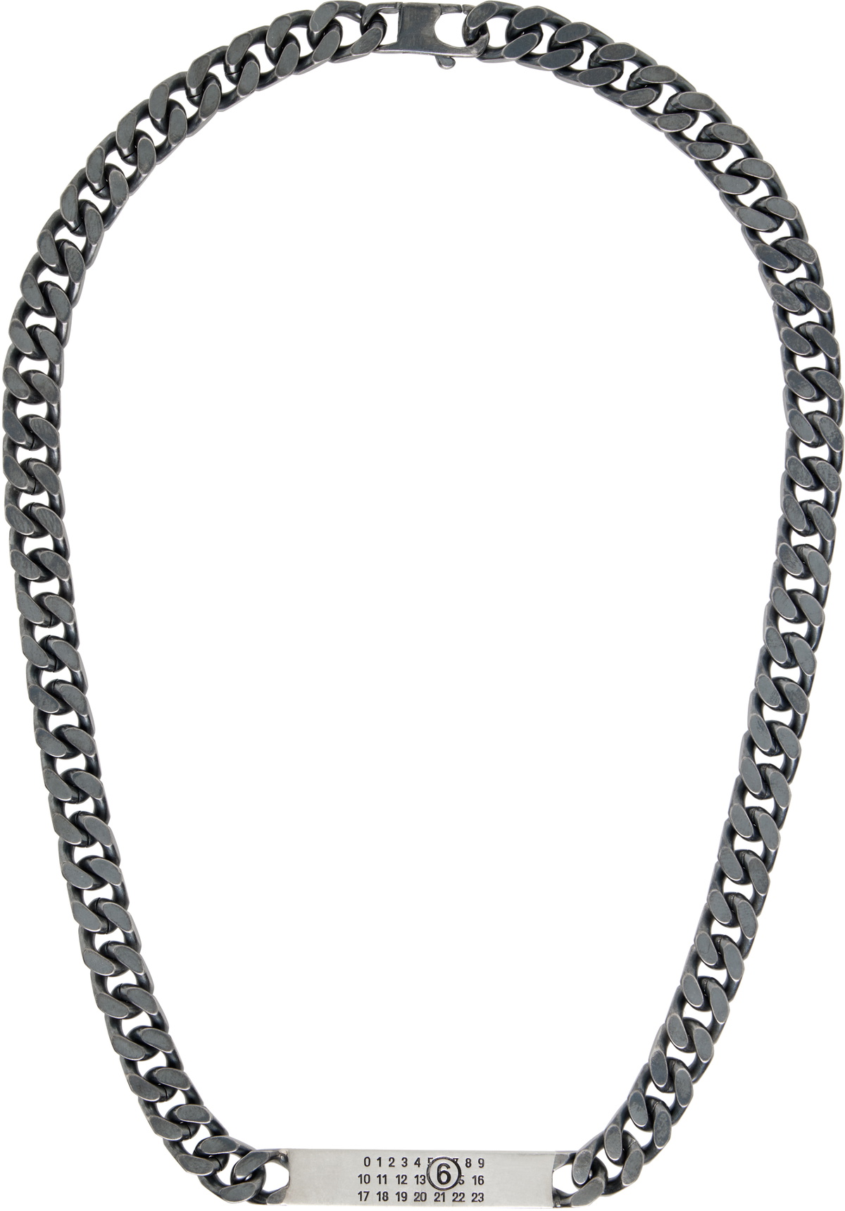 MM6 Maison Margiela Minimal Logo Id Tag Curb Necklace