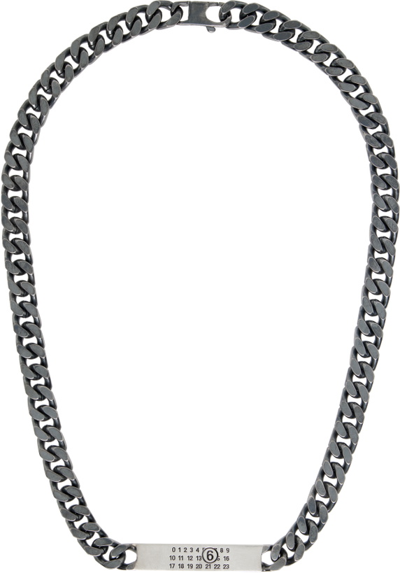 Photo: MM6 Maison Margiela Minimal Logo Id Tag Curb Necklace