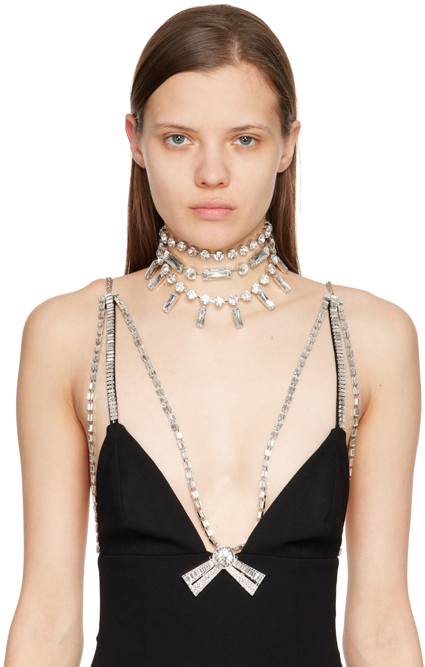 AREA Silver Crystal Baguette Choker