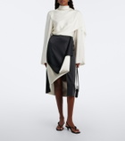 Róhe Draped asymmetric satin midi skirt