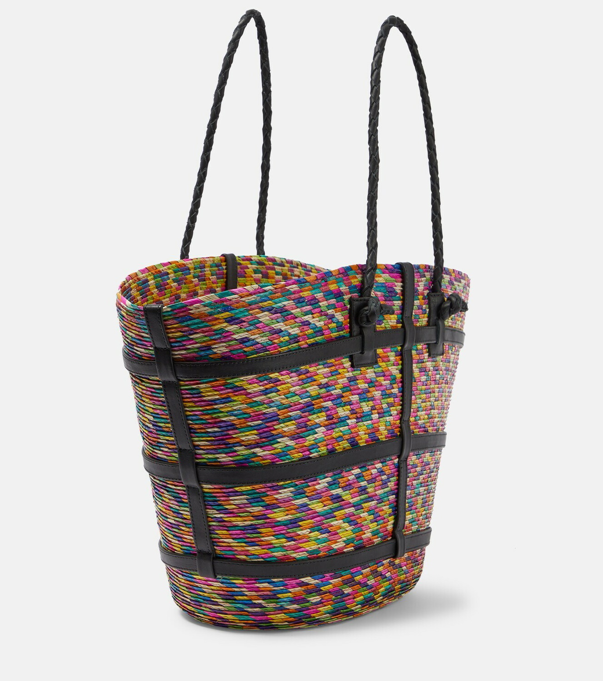 Altuzarra Leather-trimmed raffia tote bag