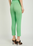 Pleats Please Issey Miyake Pleated Tapered-leg Woven Trousers Light Green