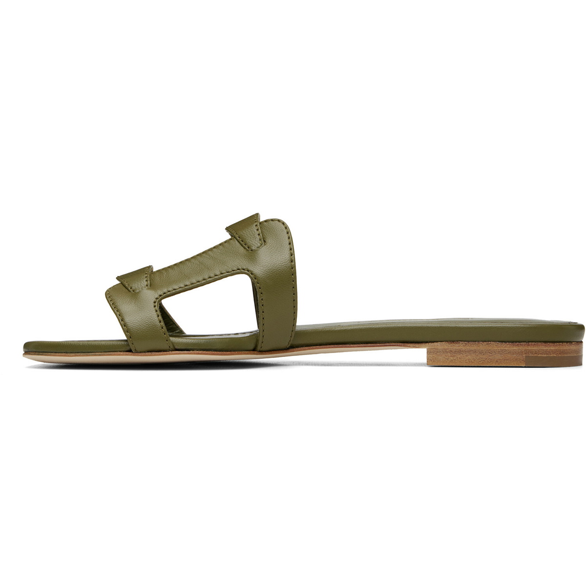 Manolo Blahnik Brown Grellanuflat Nappa Leather Flat Sandals