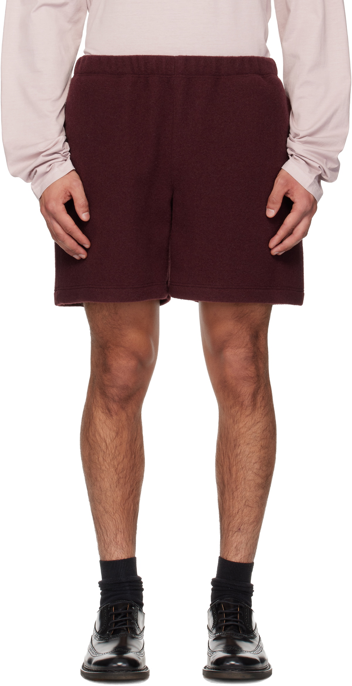 Rier SSENSE Exclusive Burgundy Fleece Shorts