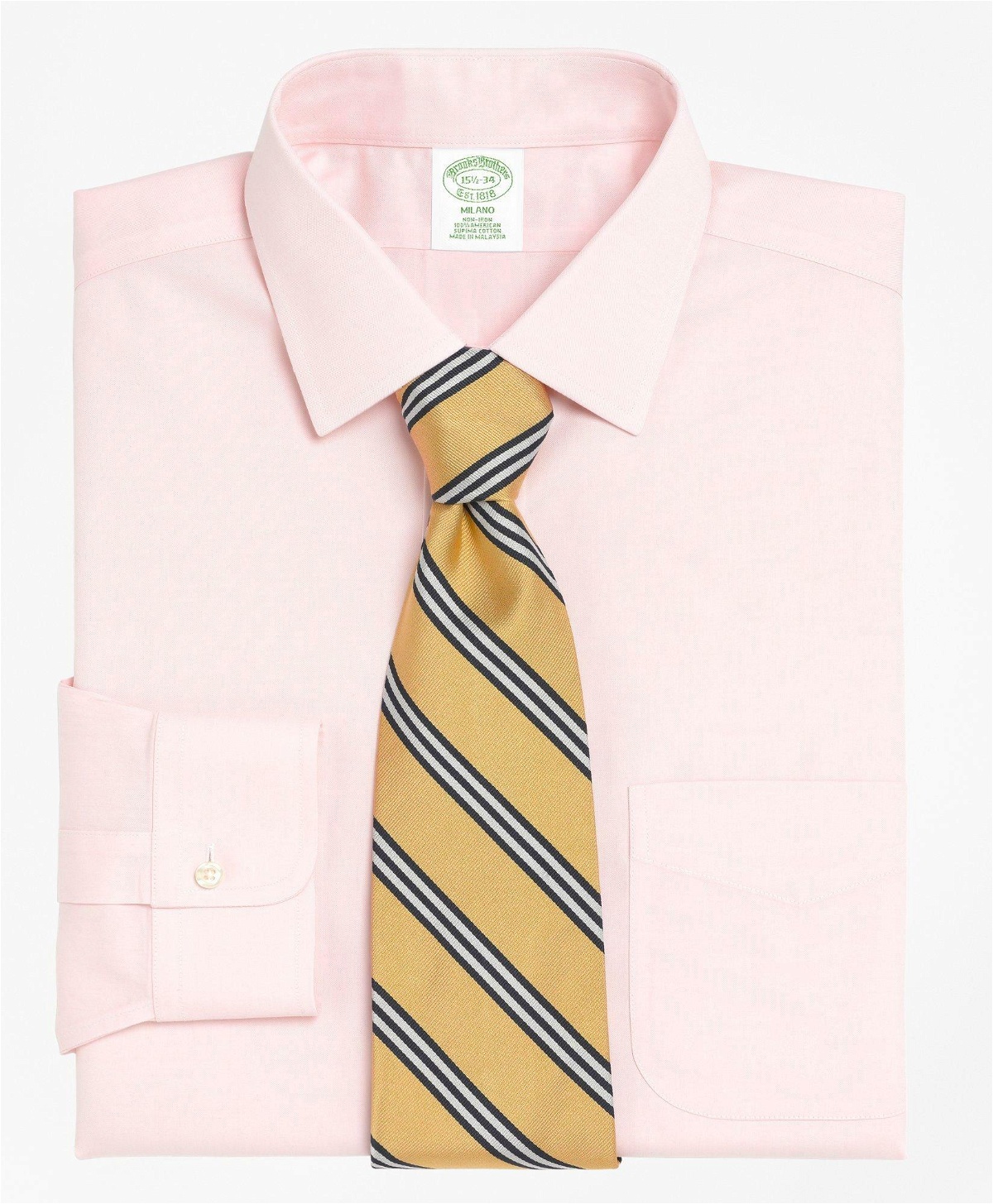 Photo: Brooks Brothers Men's Milano Slim-Fit Dress Shirt, Non-Iron Spread Collar | Pink