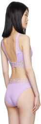 Versace Underwear Purple Greca Border Bikini Top
