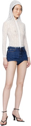 Pushbutton Blue Lace Up Detail Denim Skort