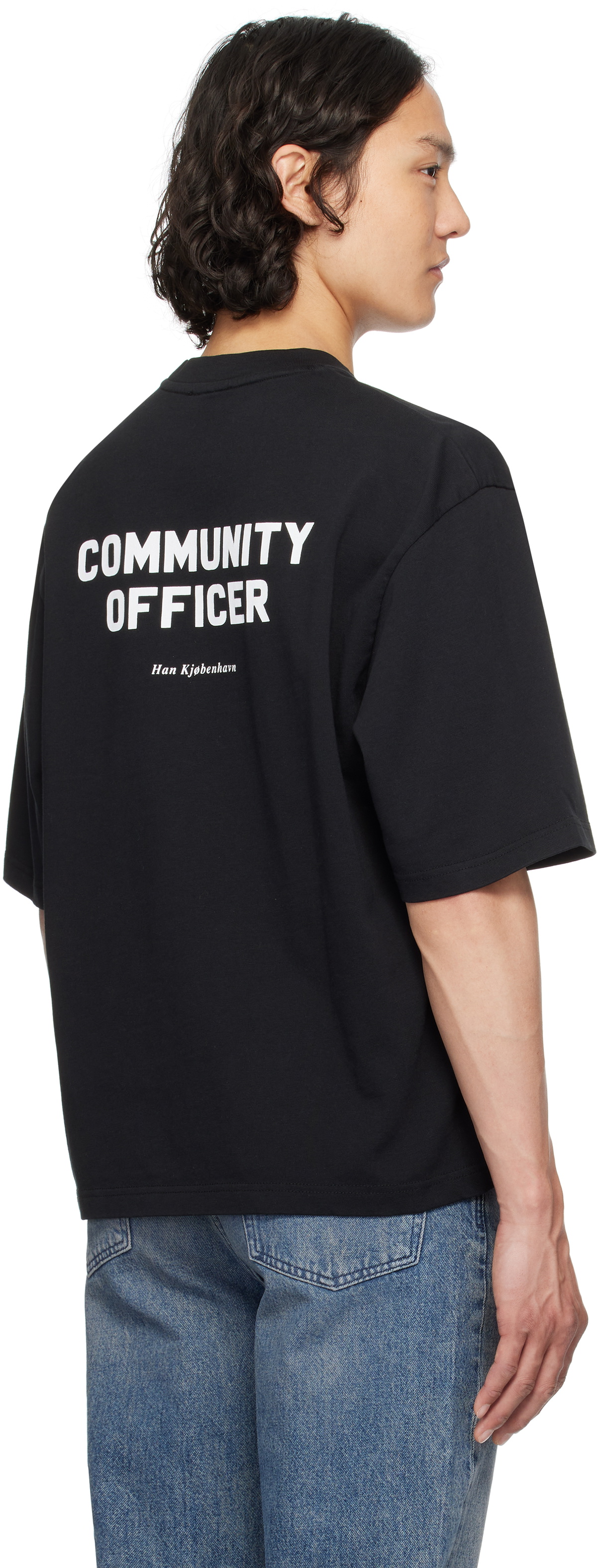 Han Kjobenhavn Black 'Officer' Printed Oversized T-shirt