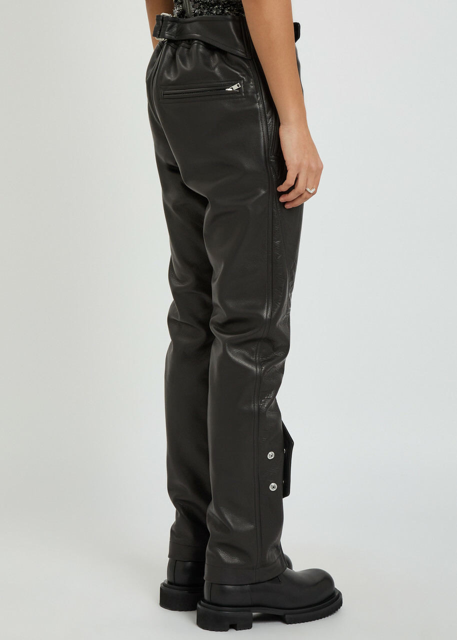 Rick Owens Motopants Panelled Leather Trousers Black