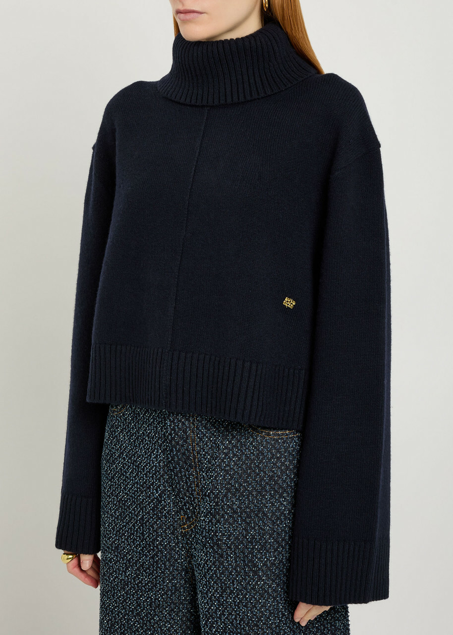 Ganni Turtle-neck Wool Jumper Navy