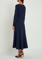 Roland Mouret Belted Wool Midi Dress Navy
