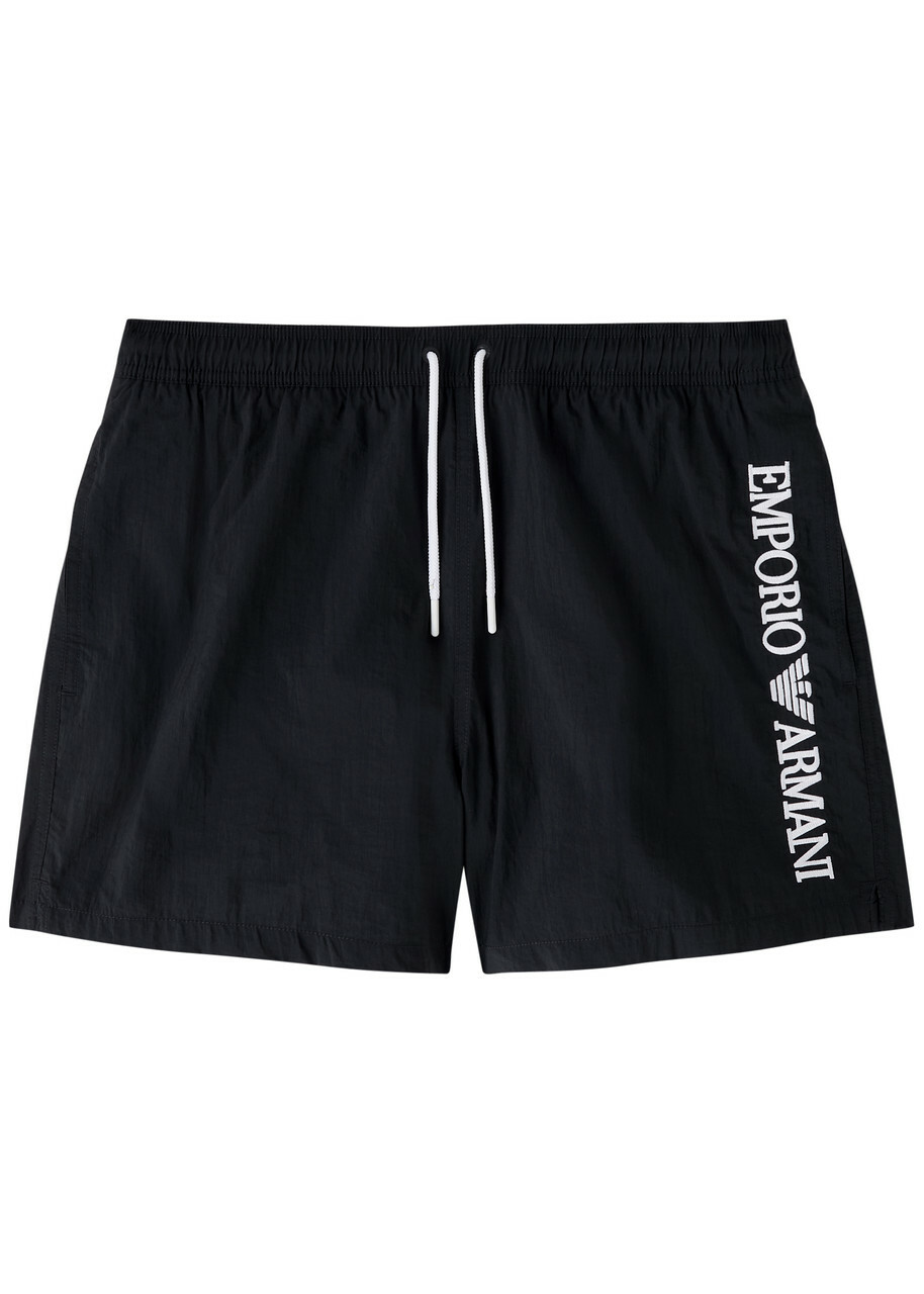Emporio Armani Logo-embroidered Nylon Swim Shorts Navy