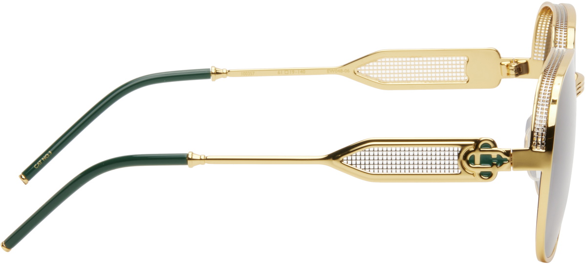 Casablanca Gold & Green Square Metal Sunglasses