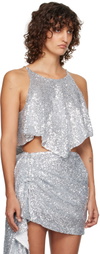 Pushbutton Silver Scarf Silhouette Tank Top