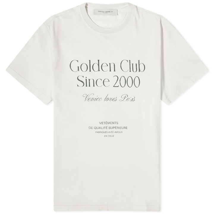 Photo: Golden Goose Men's Golden Club T-Shirt in Herritage White/Dark Green