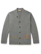Tod's - Logo-Intarsia Cashmere and Wool-Blend Cardigan - Gray