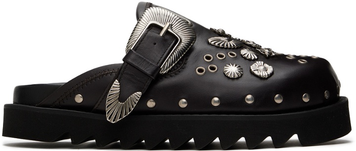 Photo: Toga Virilis Black Eyelet Metal Sabot Loafers