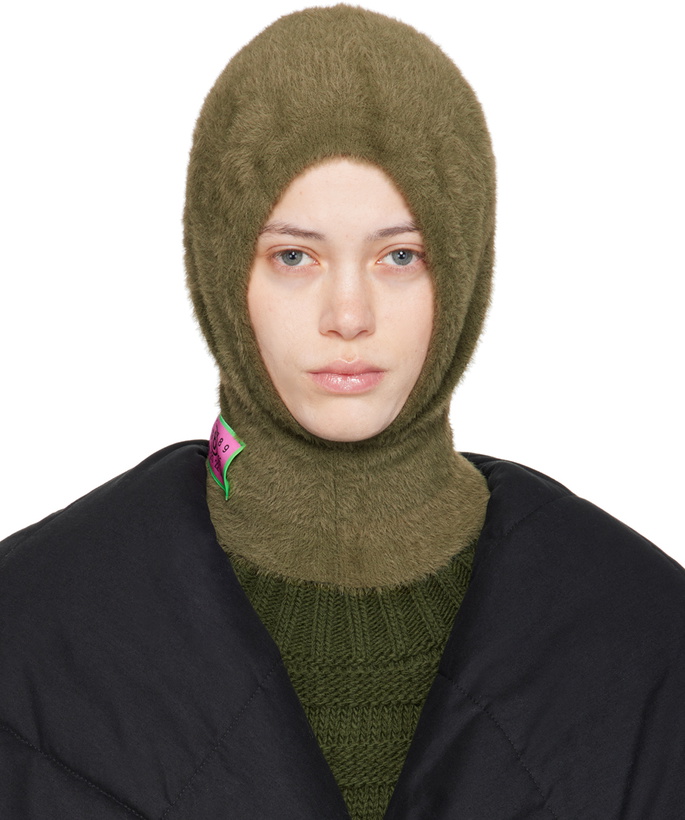Photo: MM6 Maison Margiela Khaki Furry Worn Out Intarsia Balaclava