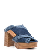 See by Chloé 100mm Frayed-detailing Denim Mules