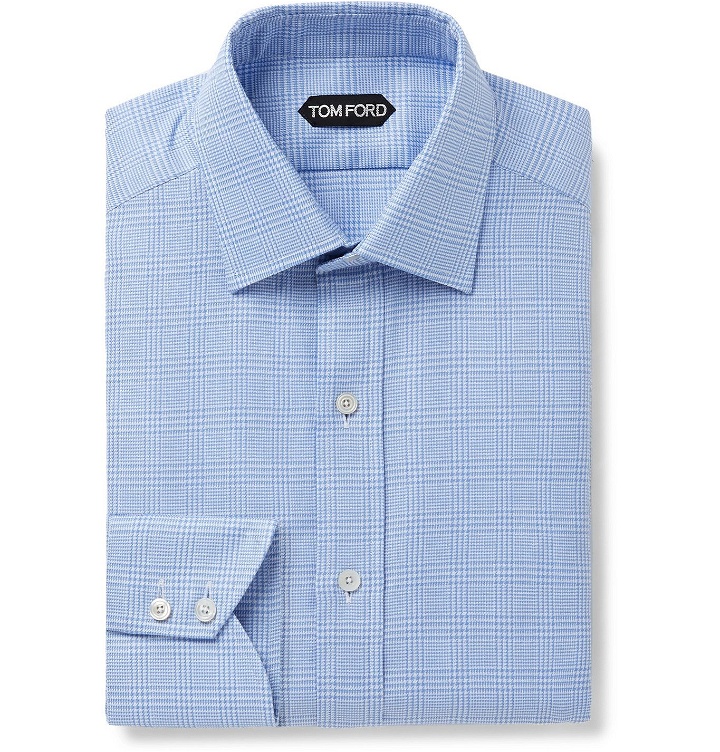 Photo: TOM FORD - Slim-Fit Prince of Wales Checked Cotton Shirt - Blue