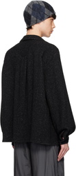 International Gallery BEAMS Black Double-Faced Open-Collar Shirt