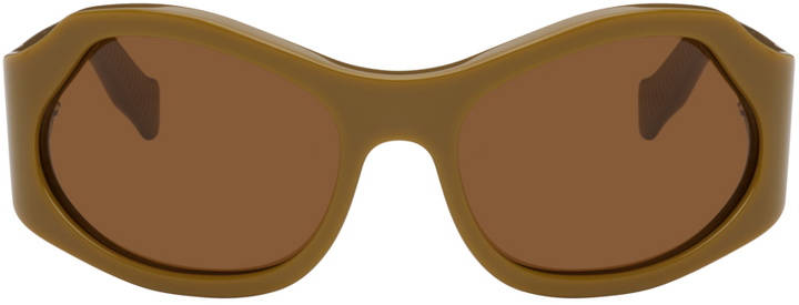 Photo: Salvatore Ferragamo Khaki Round Sunglasses