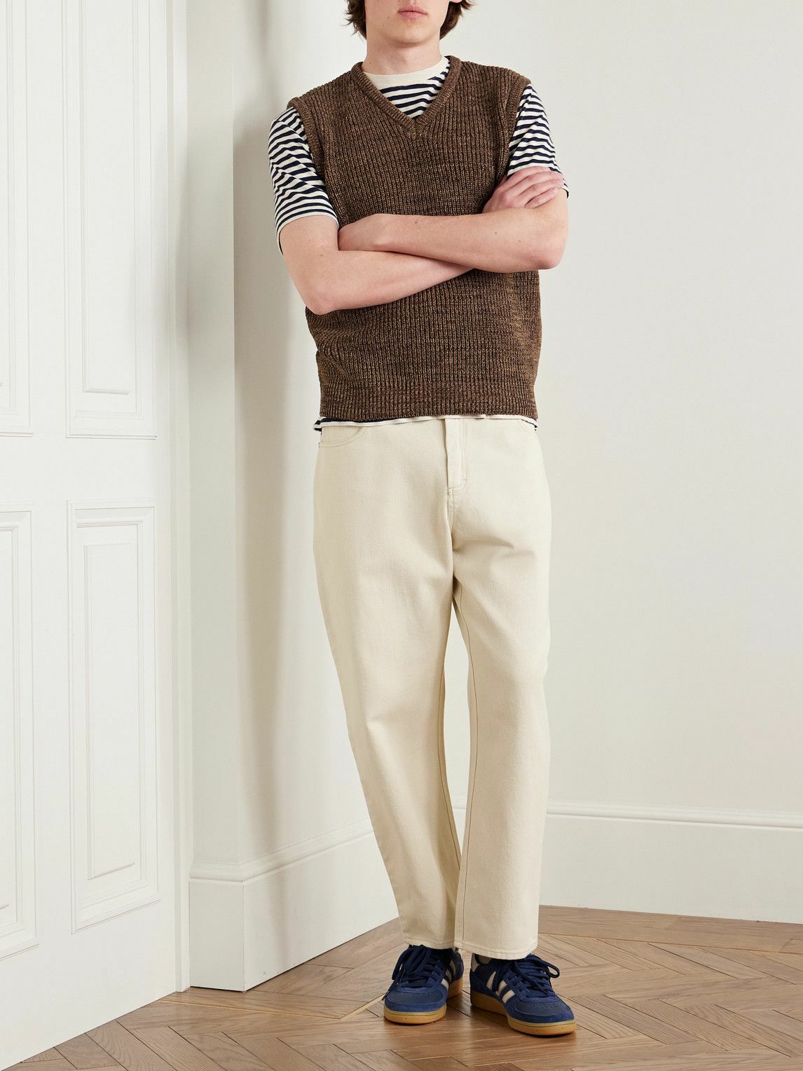 Noah - Organic Cotton Sweater Vest - Brown Noah NYC