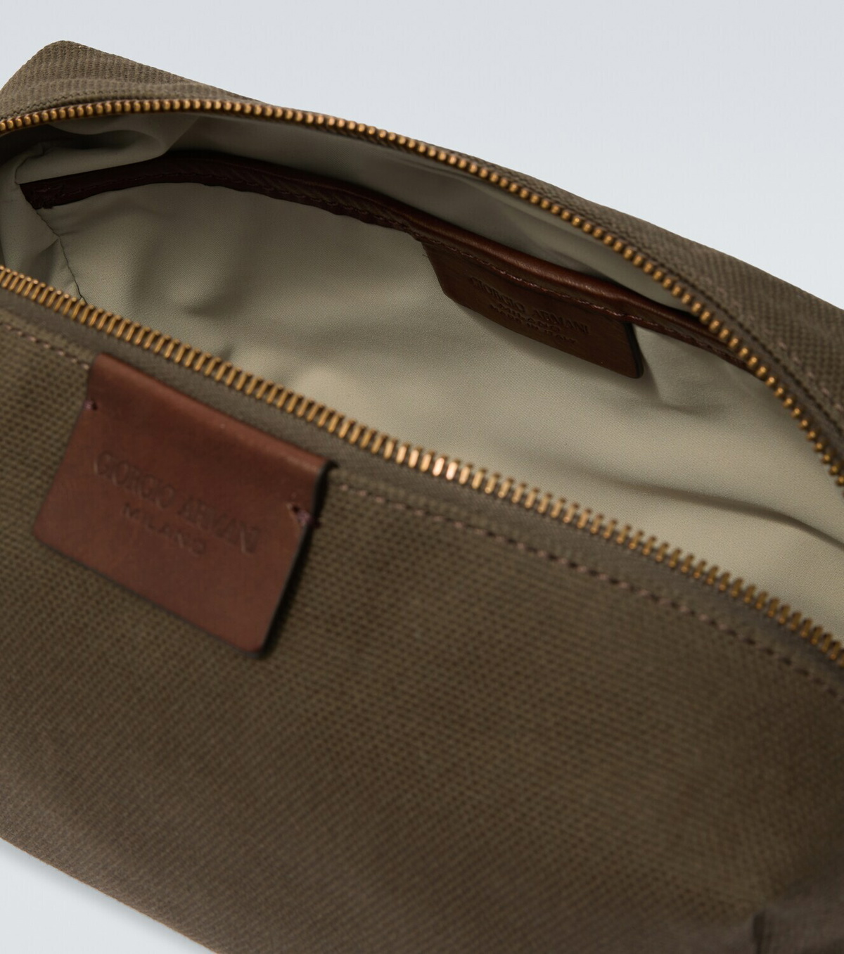Giorgio Armani Leather-trimmed canvas toiletry bag