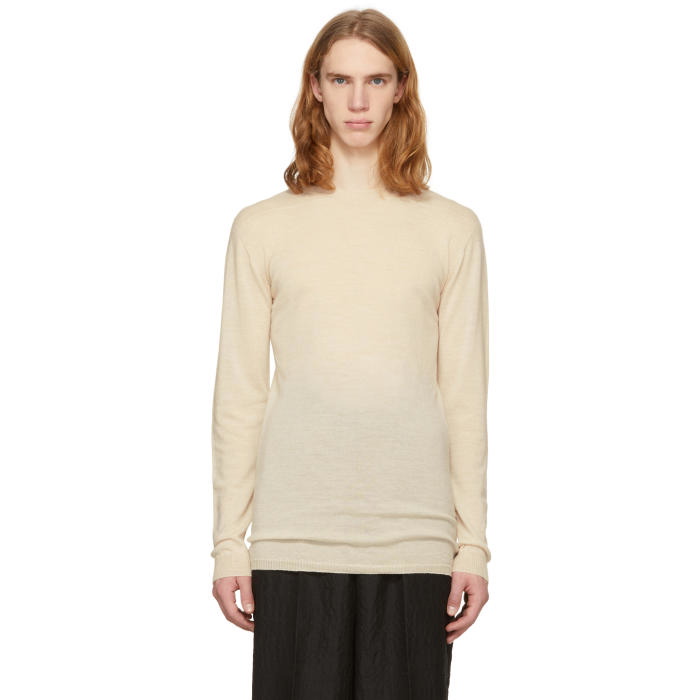 Photo: Rick Owens Beige Biker Level Round Neck Pullover