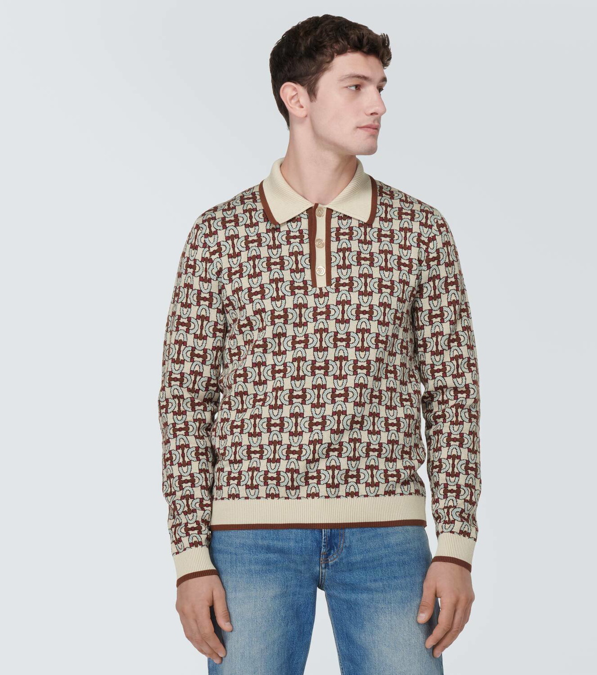 【GUCCI】2000s Horsebit Print Polo Shirt Gucci Horsebit-Print Polo Shirt Gucci