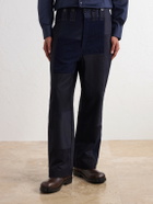 Junya Watanabe - Patchwork Straight-Leg Paneled Cotton-Twill Trousers - Blue