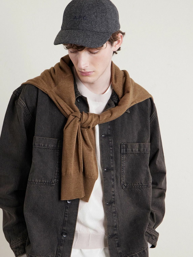 Photo: A.P.C. - Charlie Logo-Embroidered Wool Baseball Cap - Gray