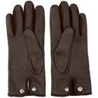 Burberry Burgundy Leather and Velvet Classic Gloves