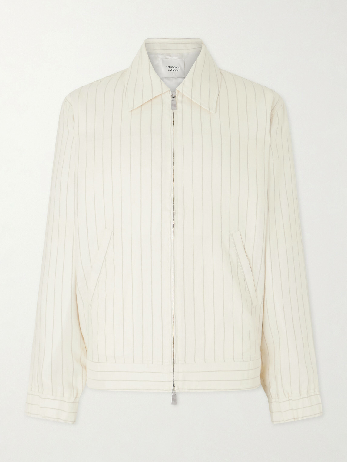 Frescobol Carioca - Tomas Striped Linen and Cotton-Blend Blouson Jacket - Neutrals
