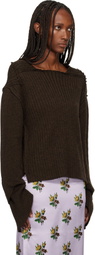 Meryll Rogge Brown Raw Edge Boat Neck Sweater
