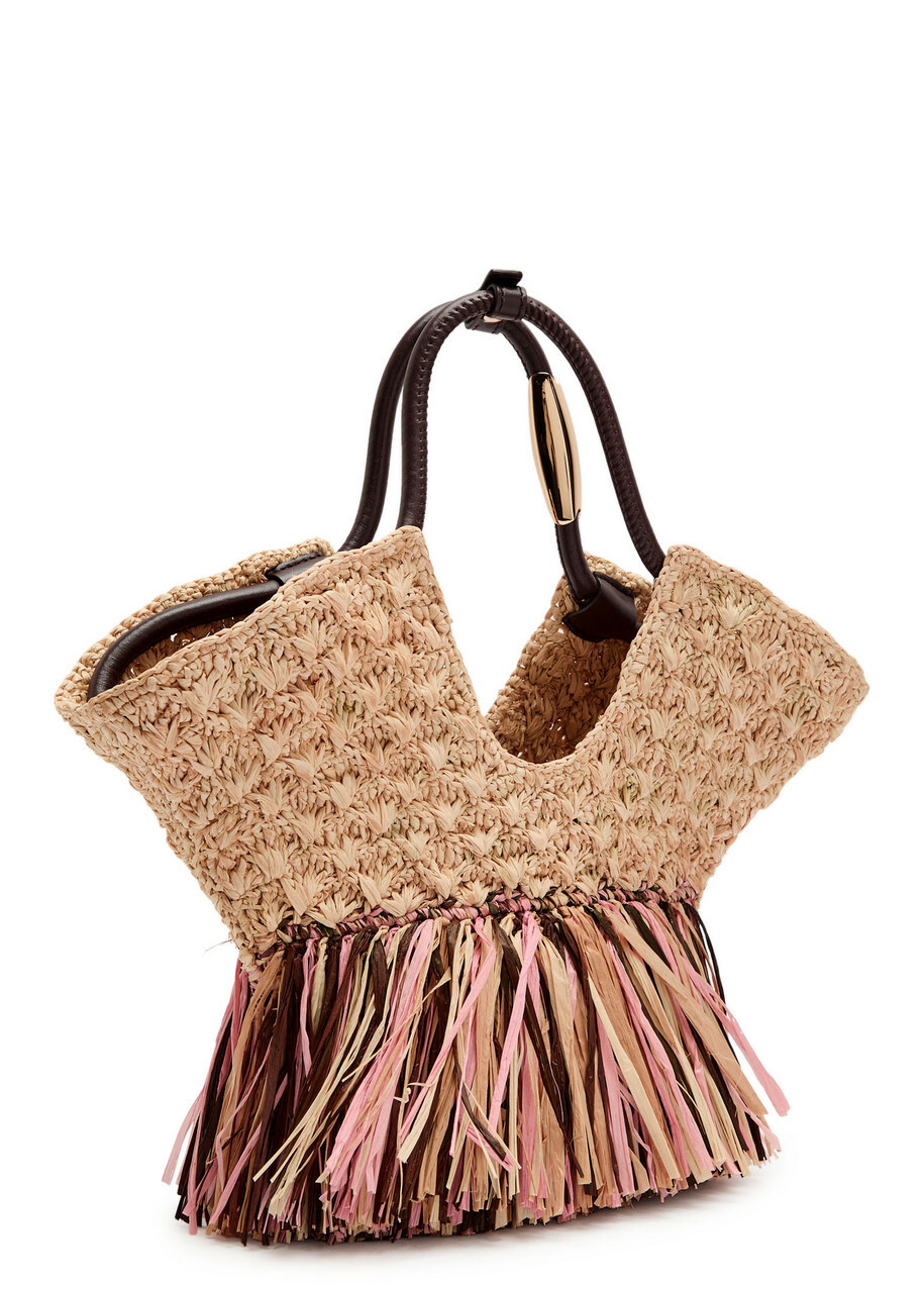 Zimmermann Goldentime Small Fringed Raffia Tote bag - Natural - One Size