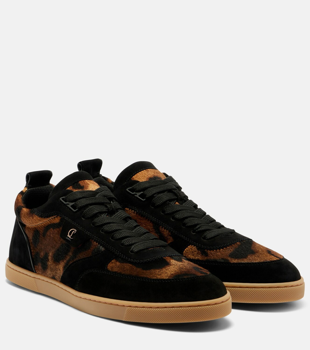 Christian Louboutin Suede-trimmed calf hair sneakers
