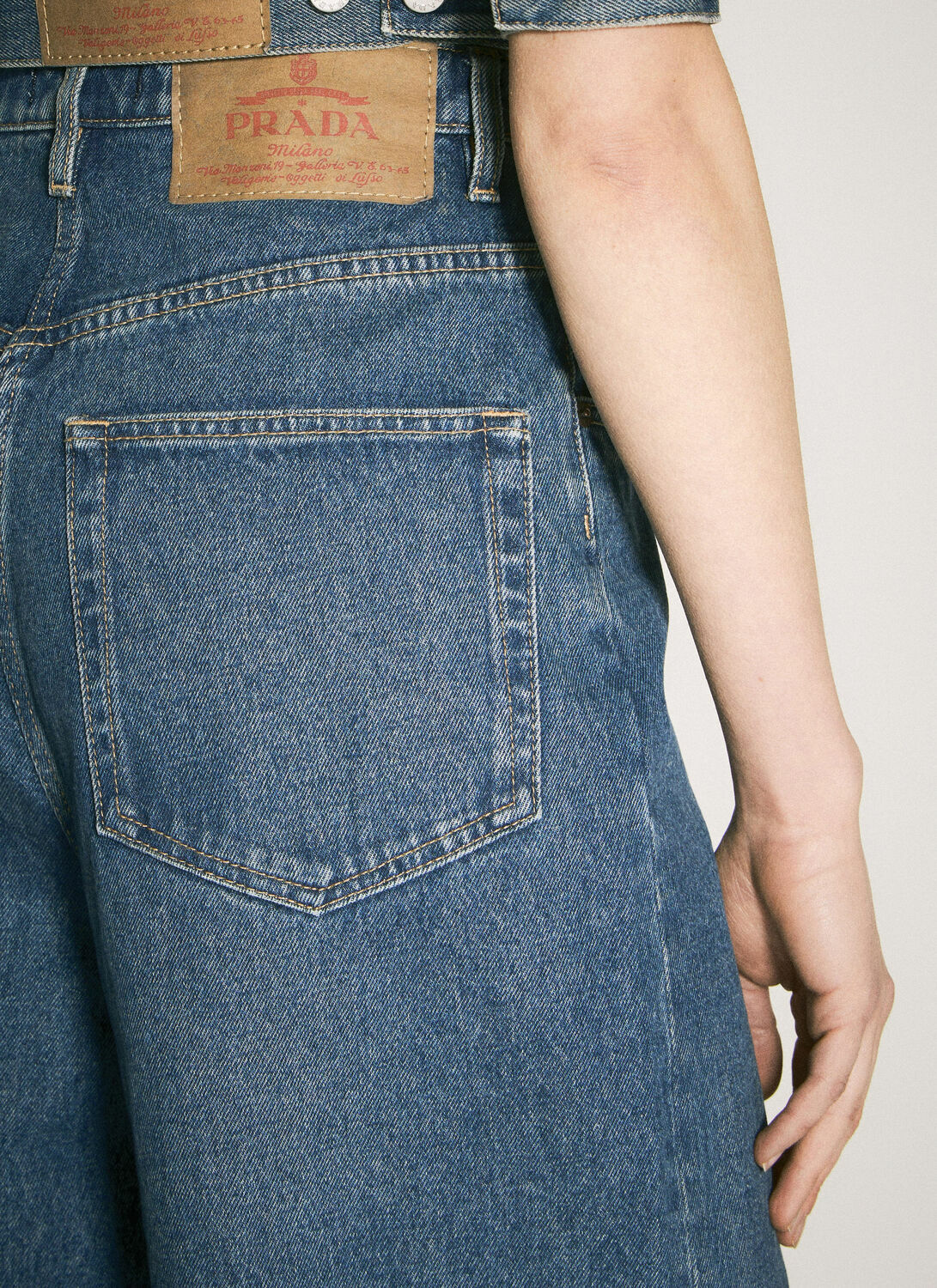 Prada Logo Plaque Balloon Jeans