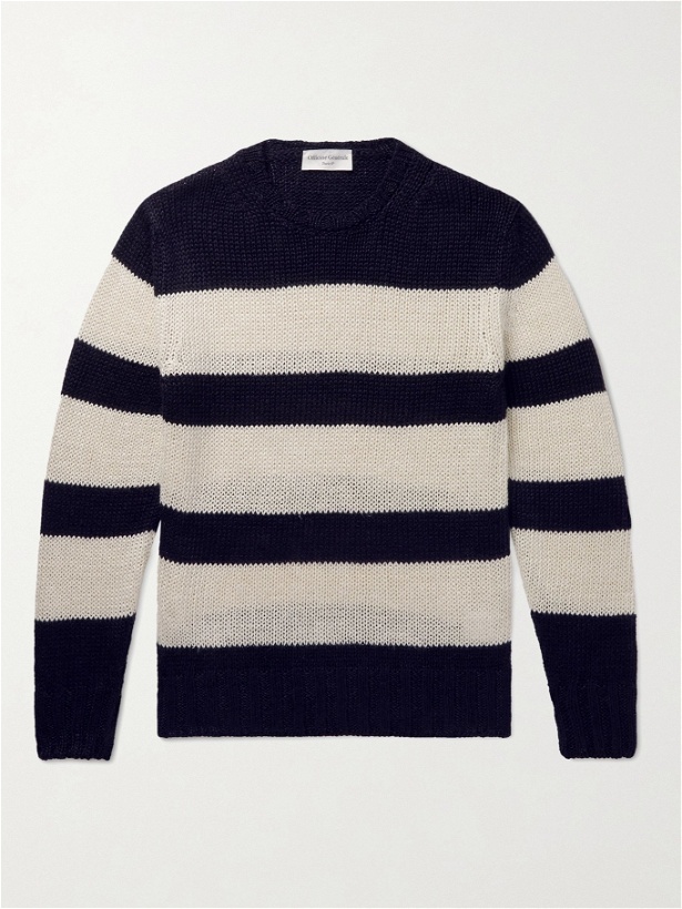 Photo: OFFICINE GÉNÉRALE - Marco Striped Linen and Cotton-Blend Sweater - Blue