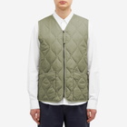 Taion Men's Military Zip V-Neck Down Vest in Dark Sage Green