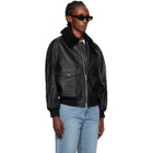 Dunst Black A-2 Shearling Collared Leather Jacket