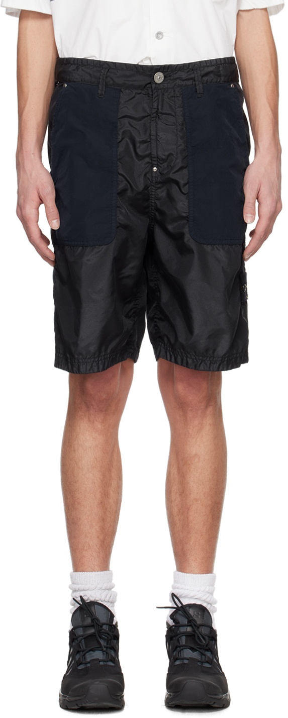 Photo: Stone Island Black & Navy Patch Shorts