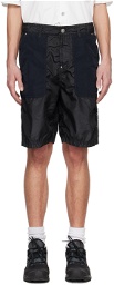 Stone Island Black & Navy Patch Shorts